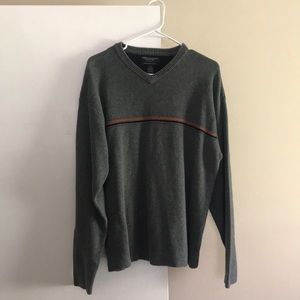 American eagle pull over vneck sweater grey stripe